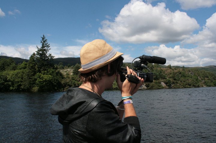 Carl filming stock footage on the road